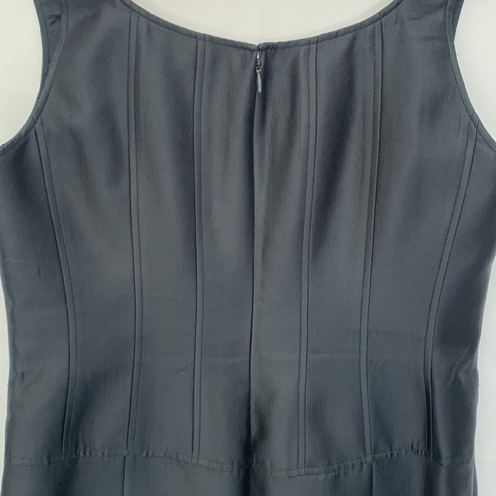 Teri Jon Rickie Freeman Navy Sleeveless Scoop Neck Silk Wool Evening Gown 12 - Picture 7 of 11